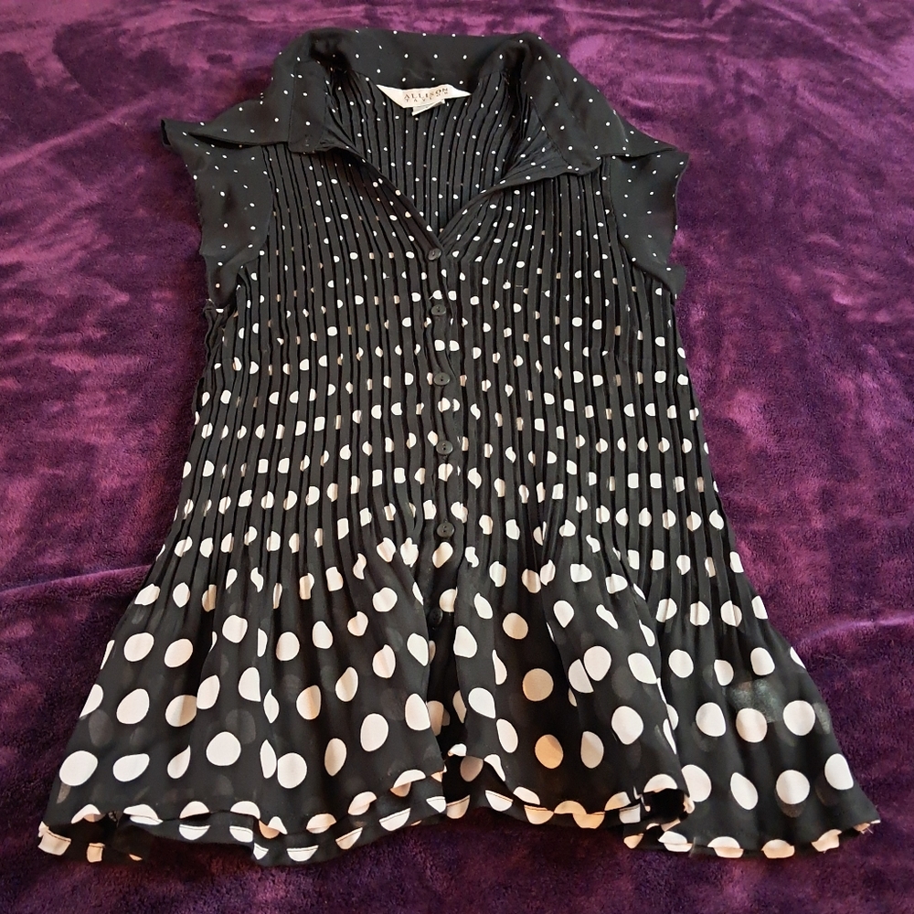 Polkadot Semi Sheer Blouse